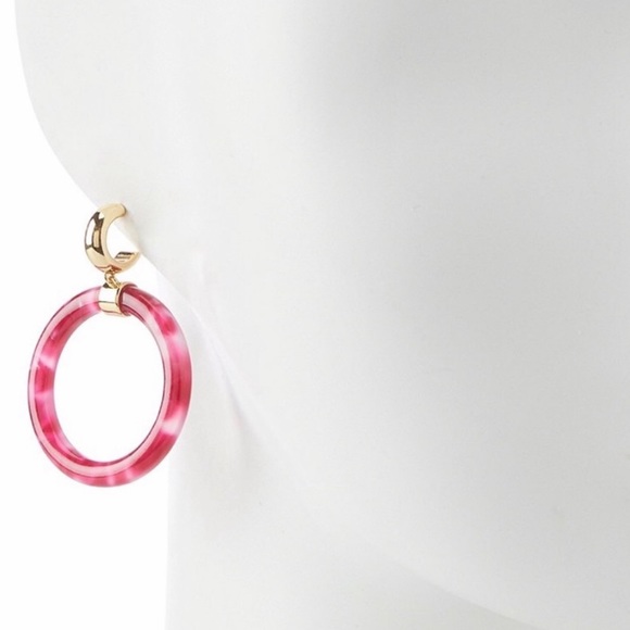 $78 Kate Spade garden botanical resin hoops pink - Picture 2 of 6